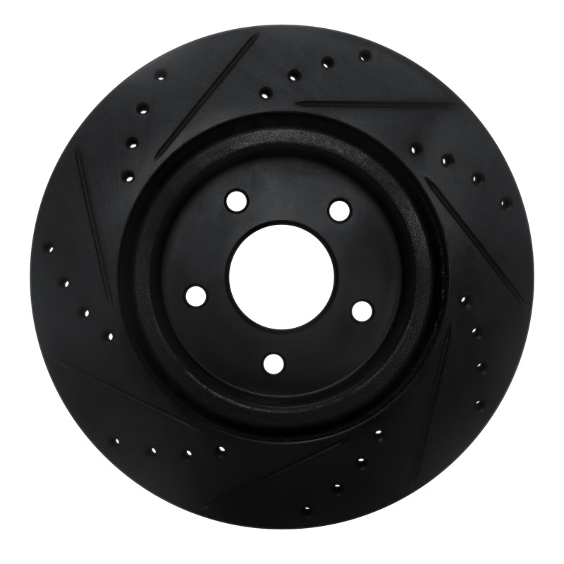 Infiniti QX50 Brake Rotor (1) - Rear Right - R1 Concepts - Drilled & Slotted - Black - `19-`24